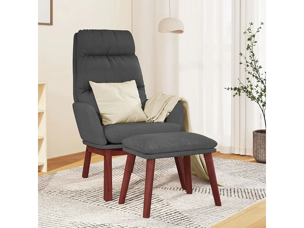 Sillón de relax | Silla de relax con taburete tela gris oscuro SHL4104