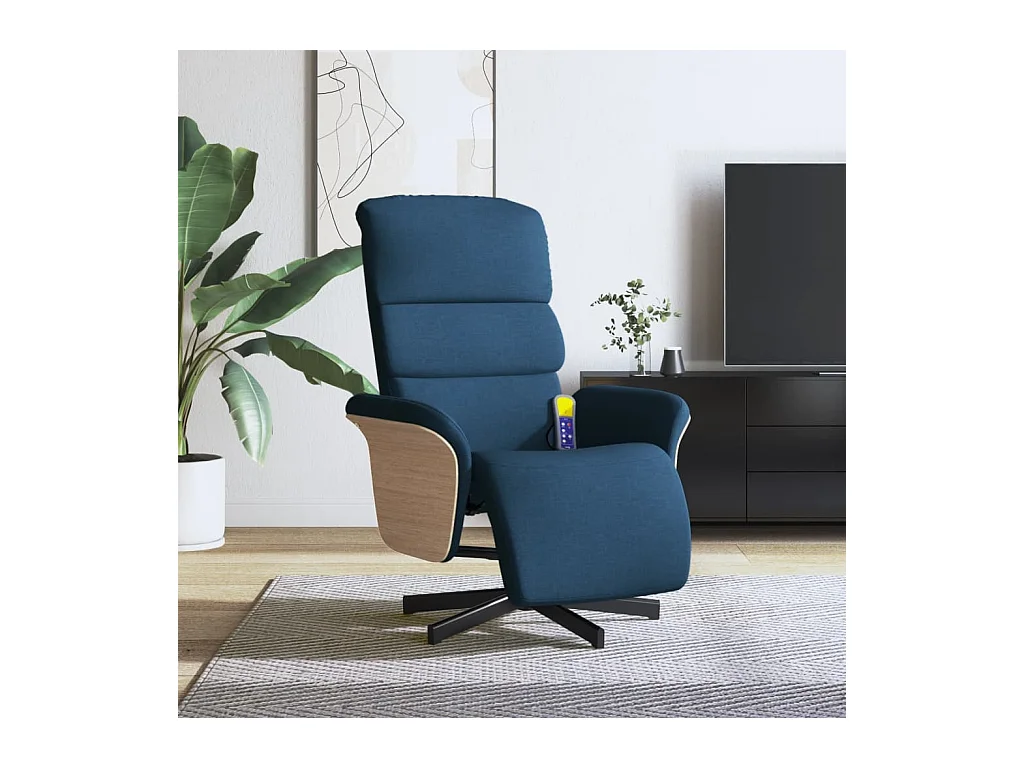 Sillón de relax | Sillón reclinable de masaje con reposapiés tela azul SHL4971