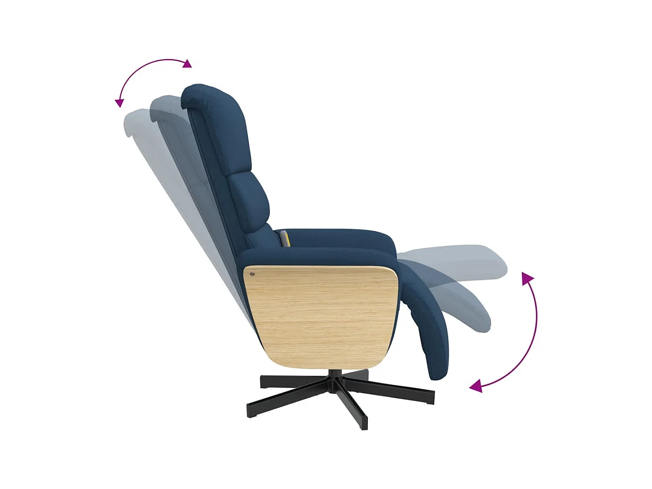 Sillón de relax | Sillón reclinable de masaje con reposapiés tela azul SHL4971