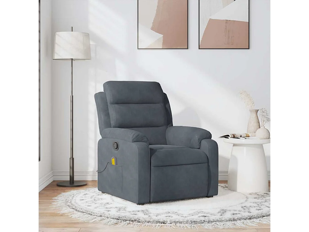 Fauteuil inclinable-Chaise de relax-Fauteuil de Massage gris foncé velours SHL4771
