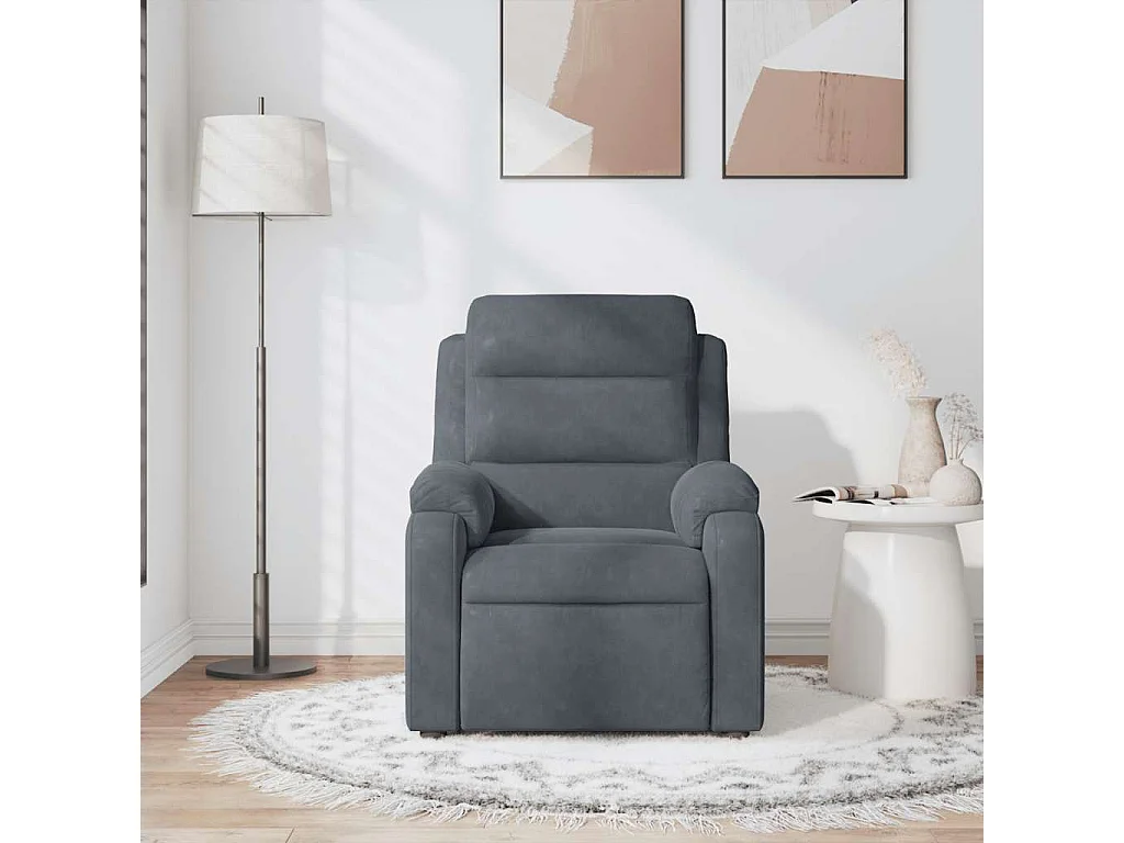 Fauteuil inclinable-Chaise de relax-Fauteuil de Massage gris foncé velours SHL4771
