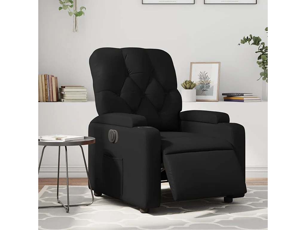 Relaxsessel Elektrisch | Lounge Sessel indoor Schwarz Kunstleder SHL27992