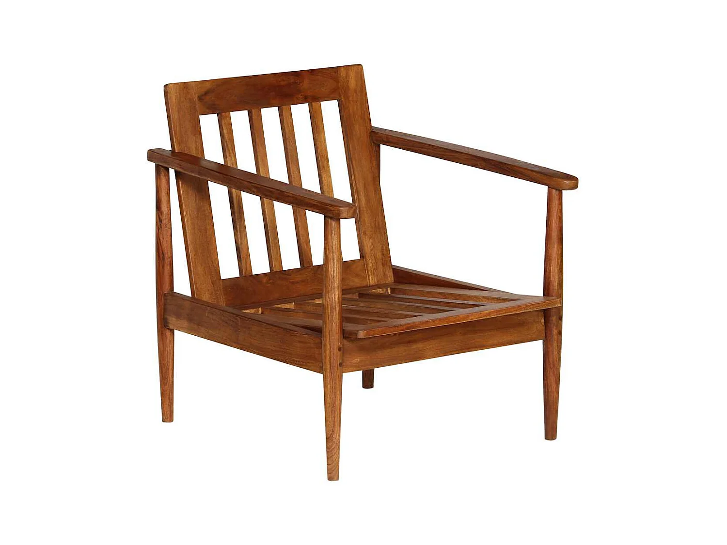 Fauteuil salon-Chaise d'appoint-Fauteuil Marron Cuir véritable avec bois d'acacia SHL4767