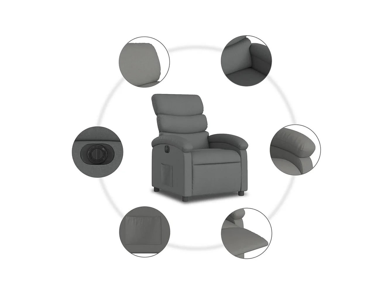 Sillón de relax | Silla | Sillón reclinable eléctrico de tela gris oscuro SHL5988