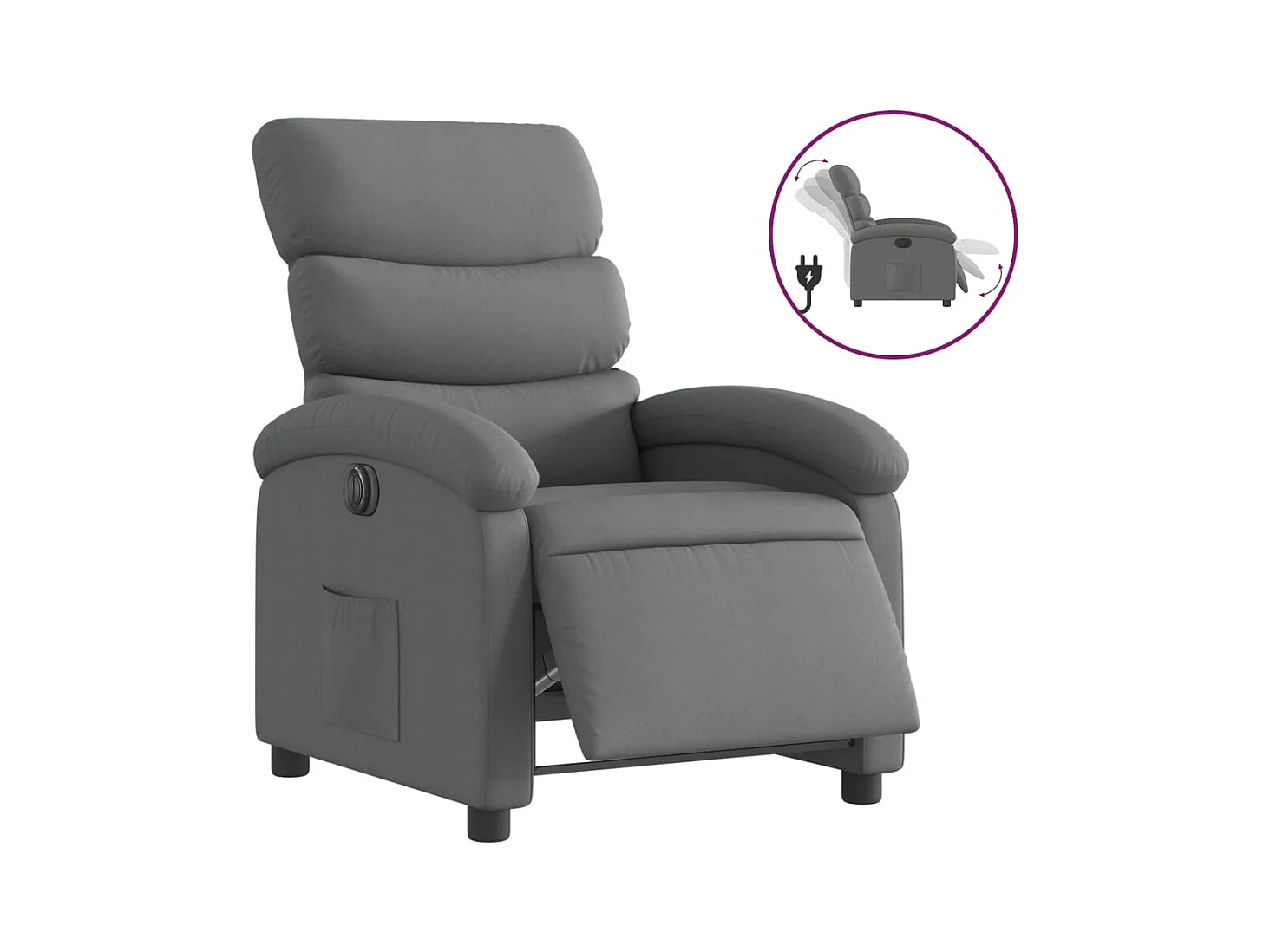 Fauteuil inclinable électrique-Chaise de relax-Fauteuil salon Gris foncé Tissu SHL2040
