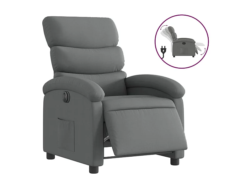 Fauteuil inclinable électrique-Chaise de relax-Fauteuil salon Gris foncé Tissu SHL2040