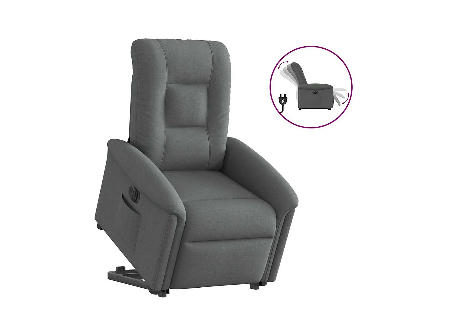 Poltrona Confortável | Poltrona reclinável elevatória elétrica tecido cinzento-escuro SHL134951