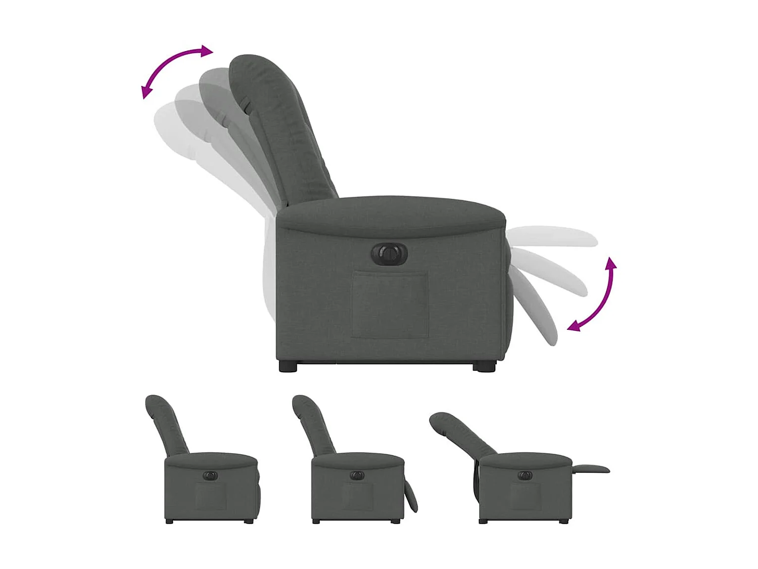 Fauteuil inclinable électrique-Chaise de relax-Fauteuil TV gris foncé tissu SHL3584