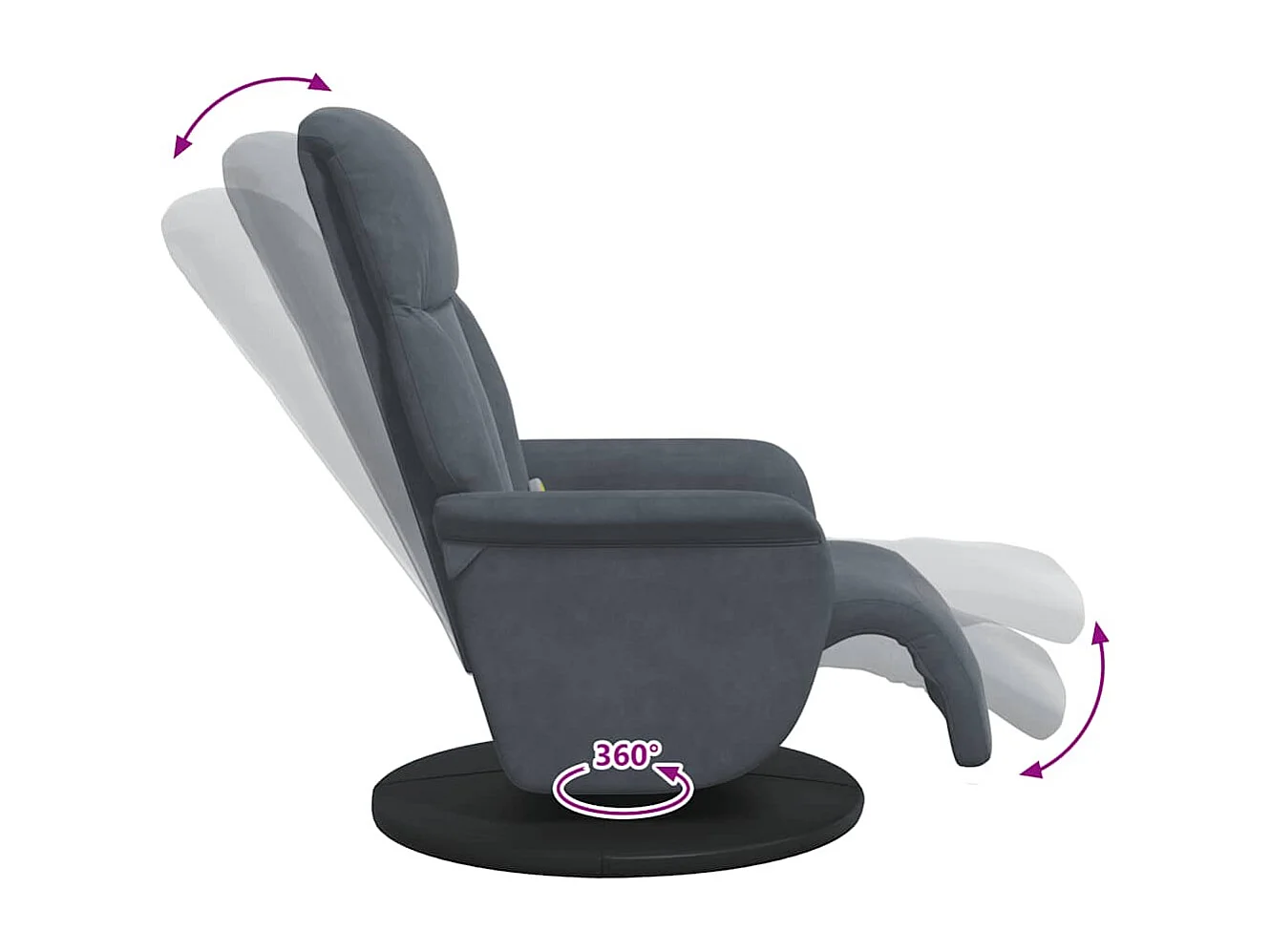 Sillón de relax | Sillón reclinable masaje con reposapiés terciopelo gris oscuro SHL2898