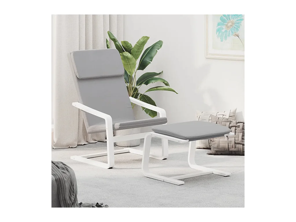 Sillón de relax | Silla de relax con taburete tela gris claro SHL9594