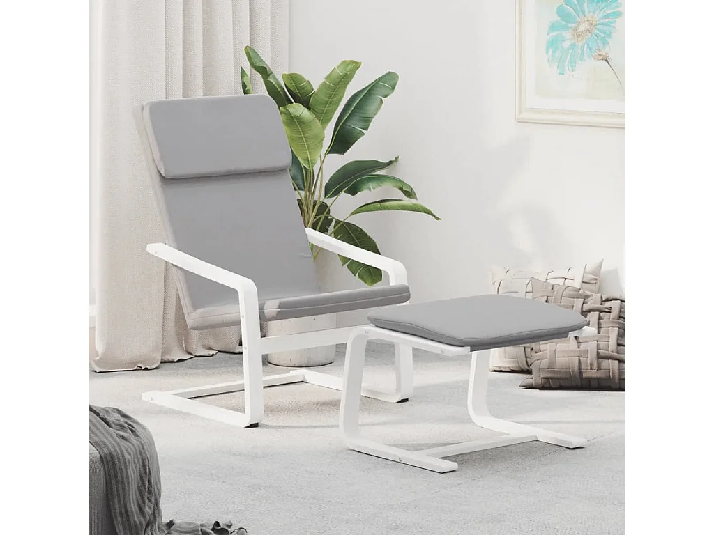 Sillón de relax | Silla de relax con taburete tela gris claro SHL9594