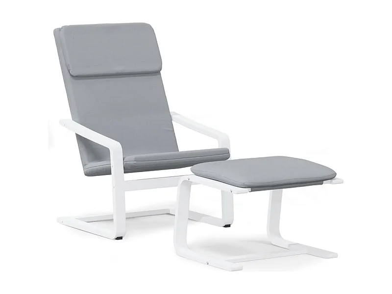 Relaxsessel mit Hocker | Lounge Sessel indoor Hellgrau Stoff SHL93659