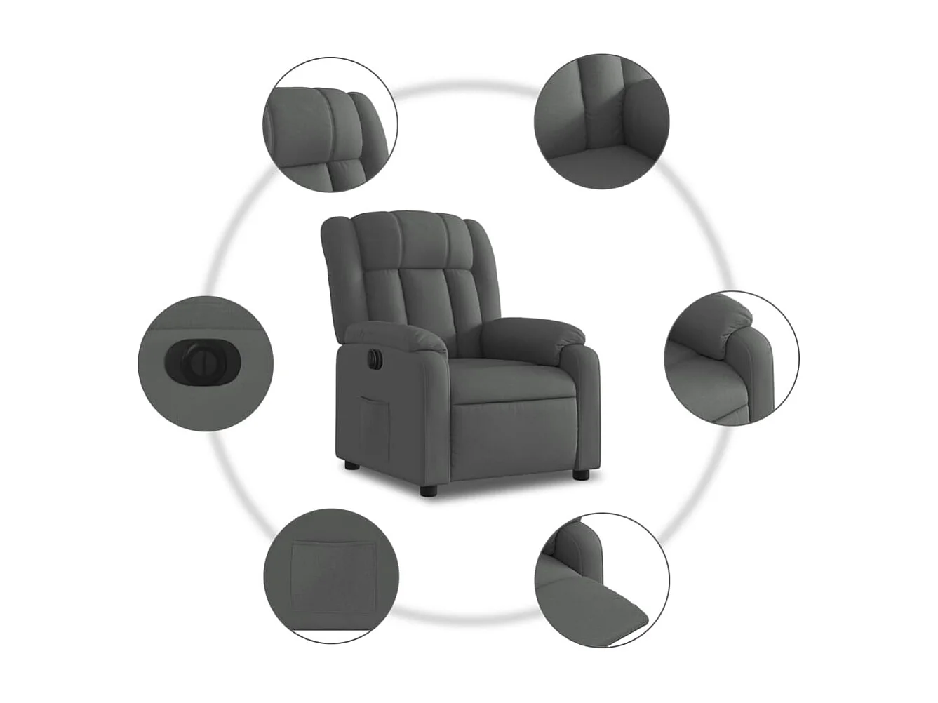 Fauteuil inclinable électrique-Chaise de relax-Fauteuil salon Gris foncé Tissu SHL2553