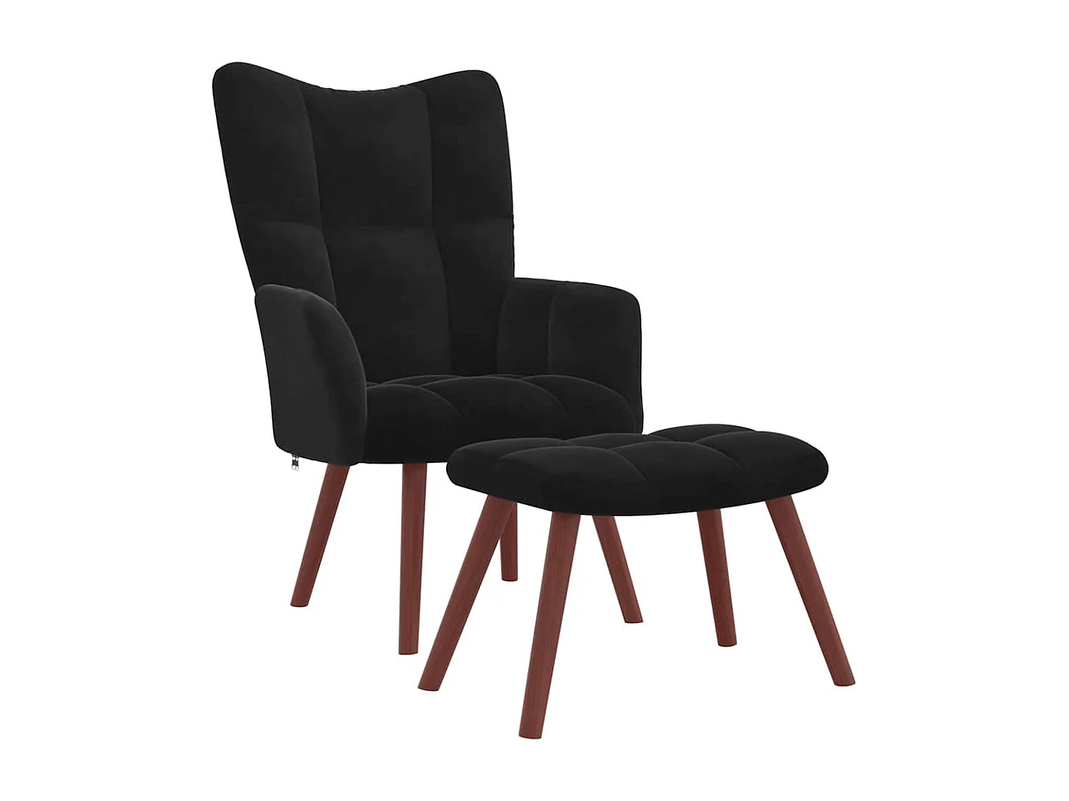 Relaxsessel mit Hocker | Lounge Sessel indoor Schwarz Samt SHL30488