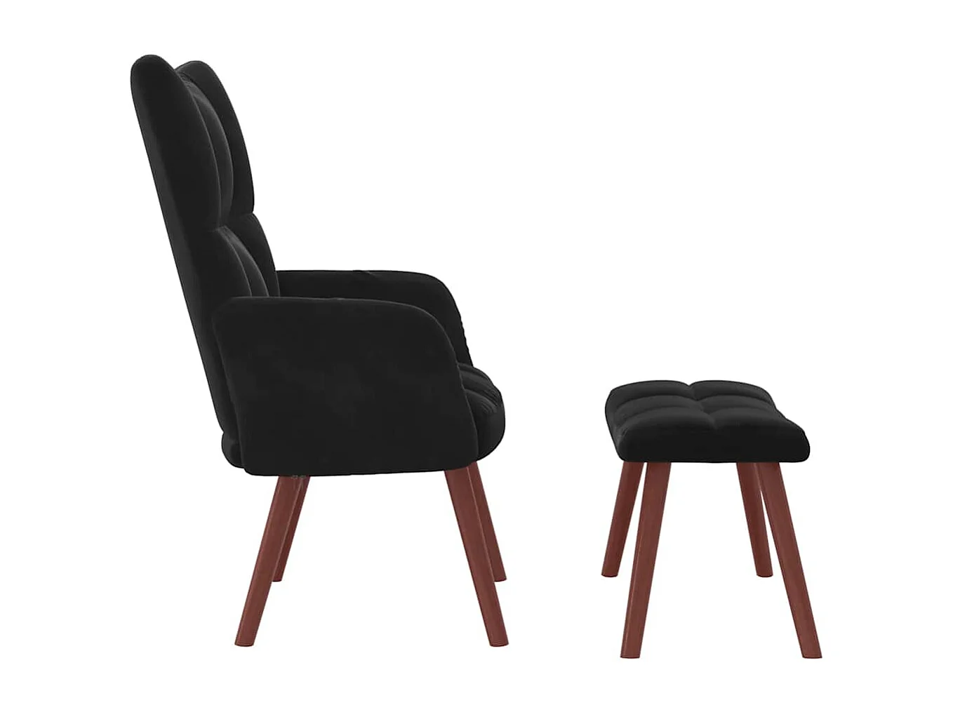 Relaxsessel mit Hocker | Lounge Sessel indoor Schwarz Samt SHL30488