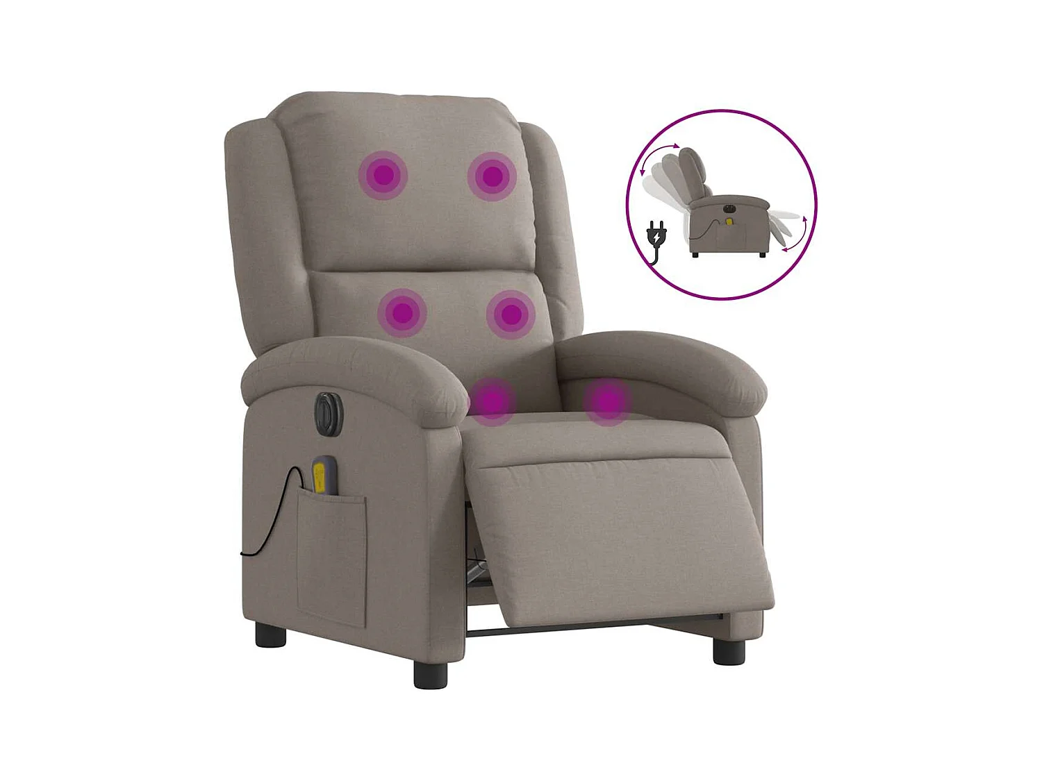 Sillón de relax | Sillón reclinable de masaje eléctrico tela gris taupe SHL4647