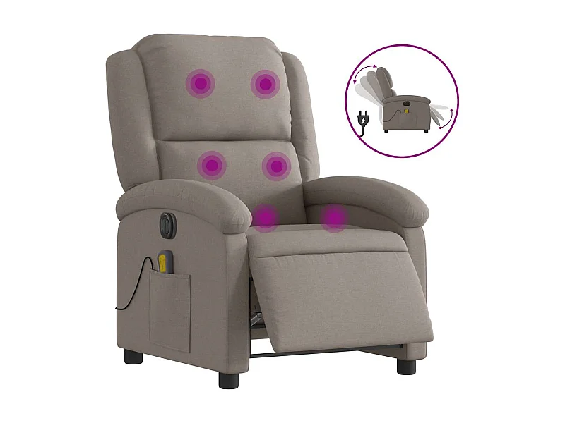 Fauteuil inclinable électrique-Fauteuil de massage pour Salon Taupe Tissu SHL5042