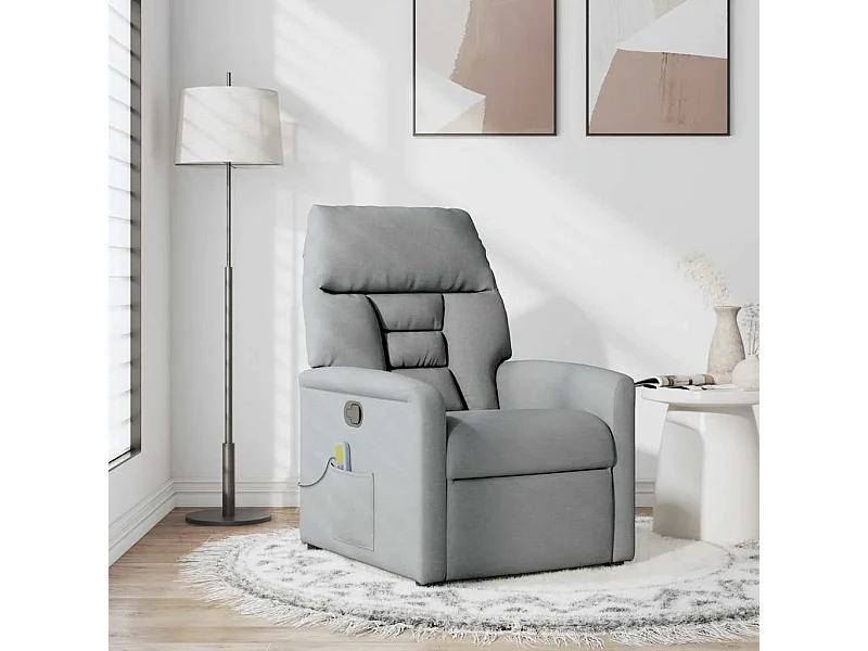 Sillón de relax | Sillón reclinable de masaje de tela gris claro SHL4300