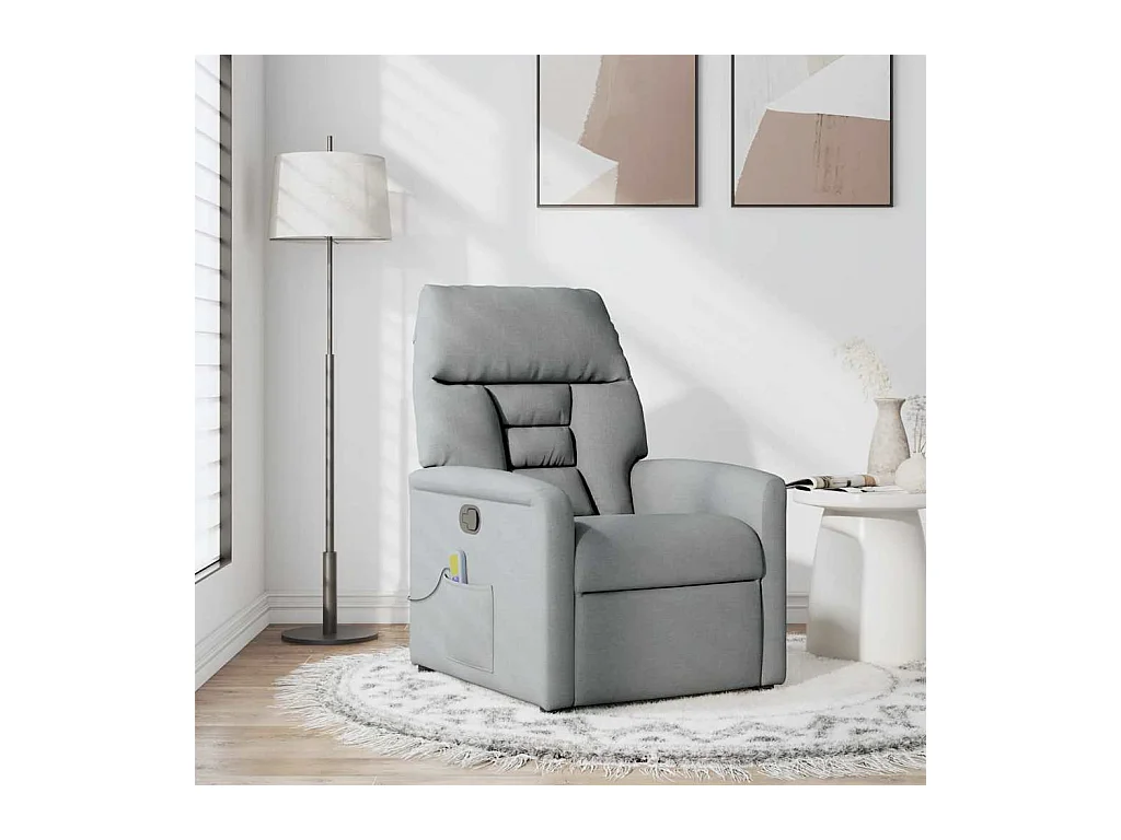 Sillón de relax | Sillón reclinable de masaje de tela gris claro SHL4300