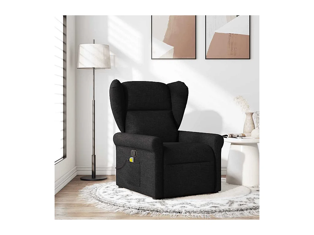 Fauteuil inclinable-Chaise de relax-Fauteuil de Massage Noir Tissu SHL3189