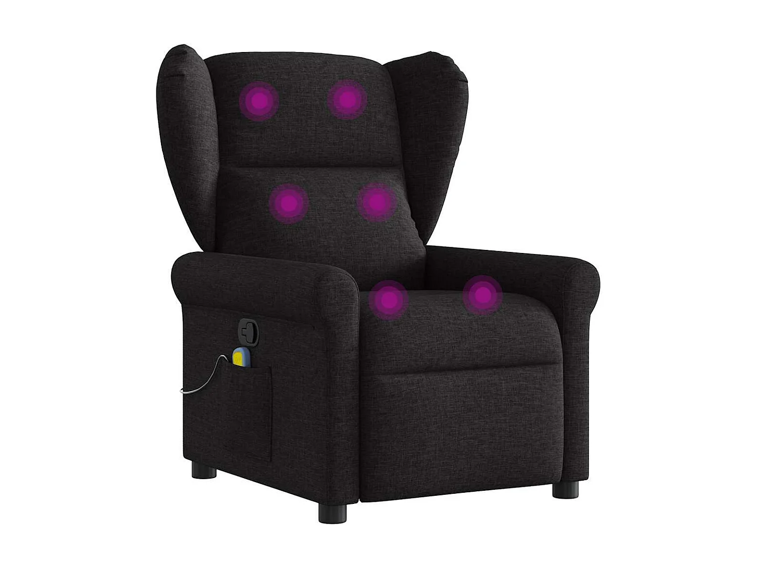 Fauteuil inclinable-Chaise de relax-Fauteuil de Massage Noir Tissu SHL3189