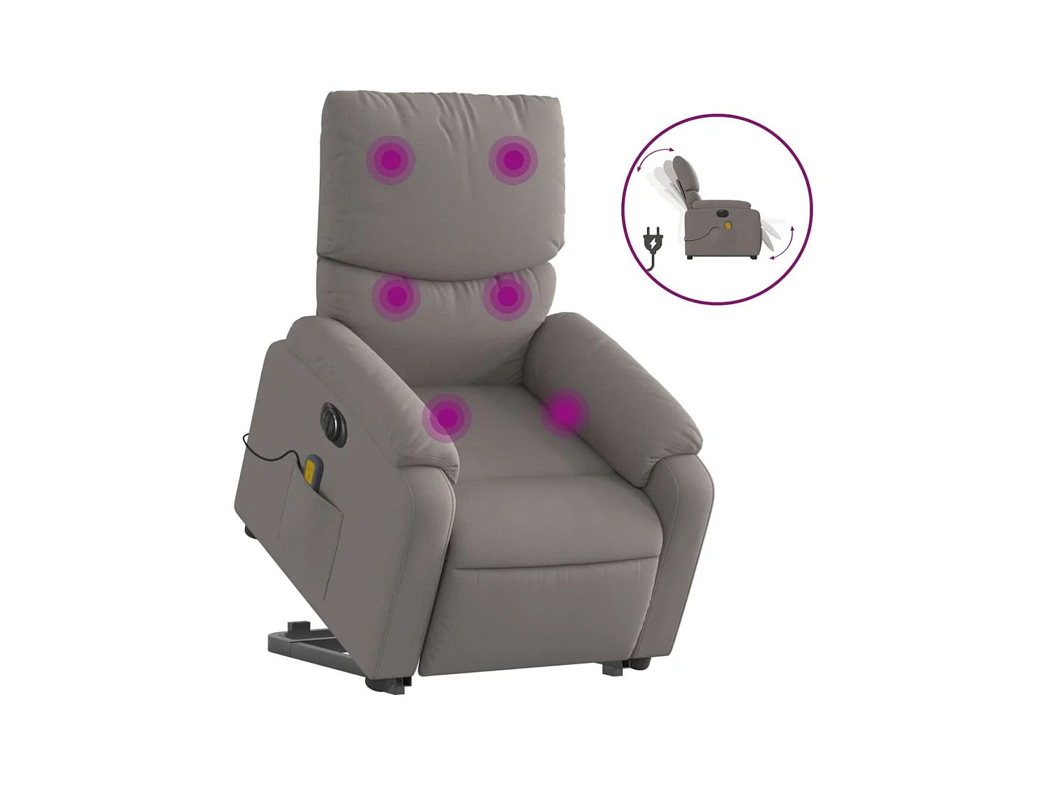 Fauteuil inclinable électrique-Chaise-Fauteuil de Massage Taupe Tissu SHL2070
