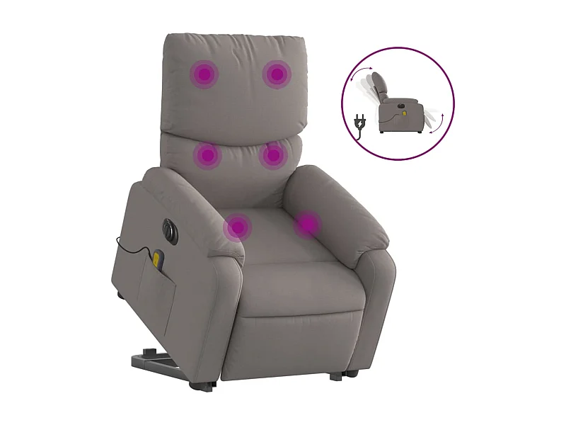 Elektrischer Massagesessel mit Aufstehhilfe | Relaxsessel Taupe Stoff SHL70033