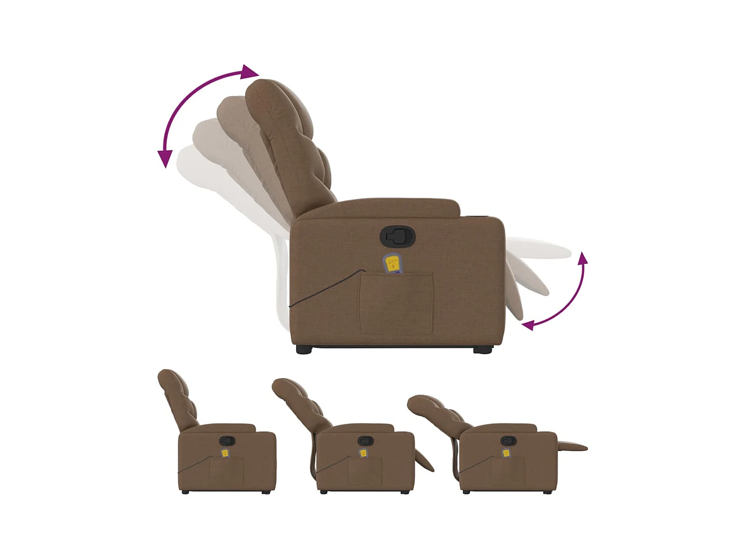 Silla de masaje reclinable de pie de tela marrón SHL5434