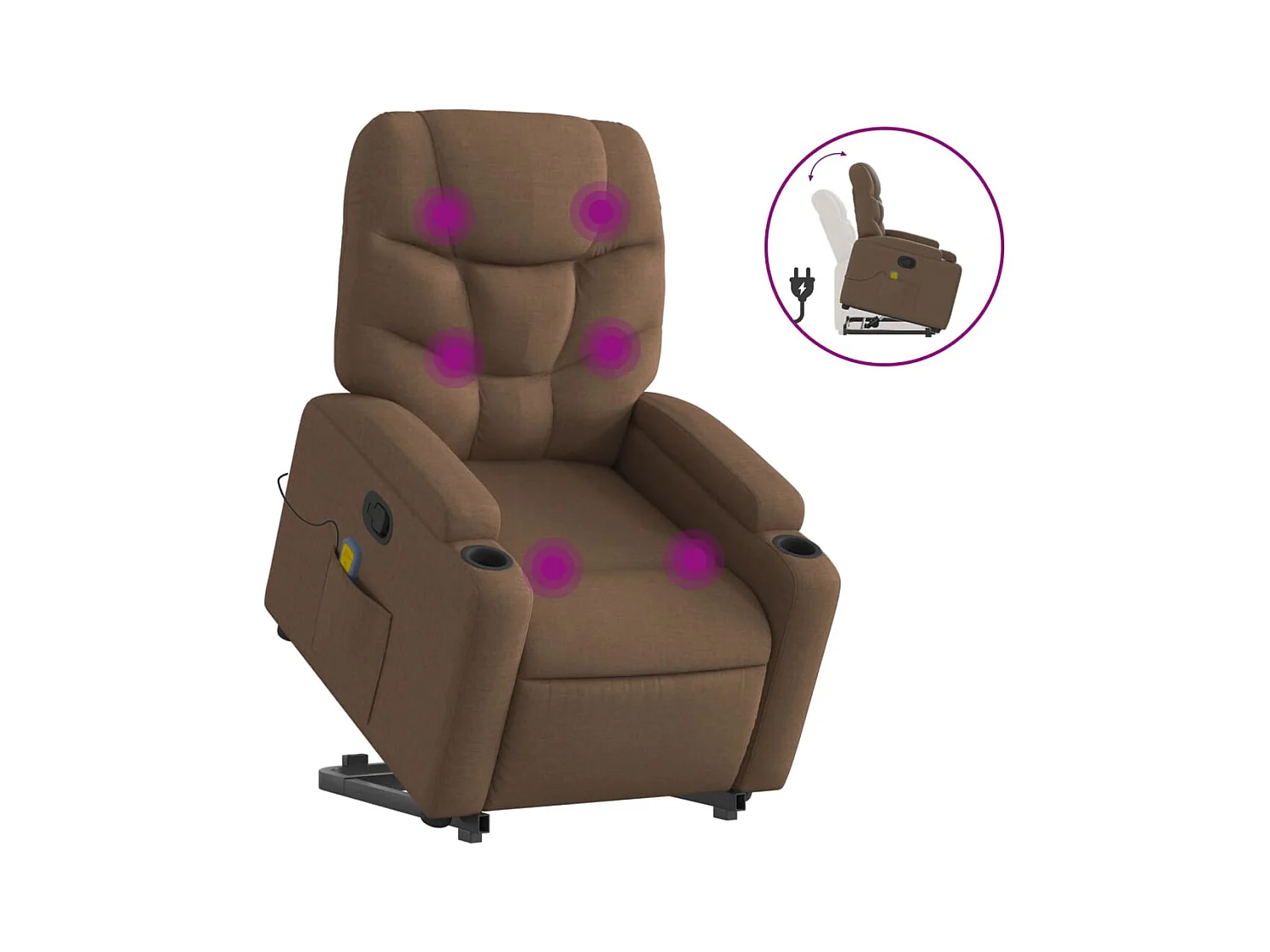 Fauteuil inclinable-Chaise de relax-Fauteuil de Massage Marron Tissu SHL3467
