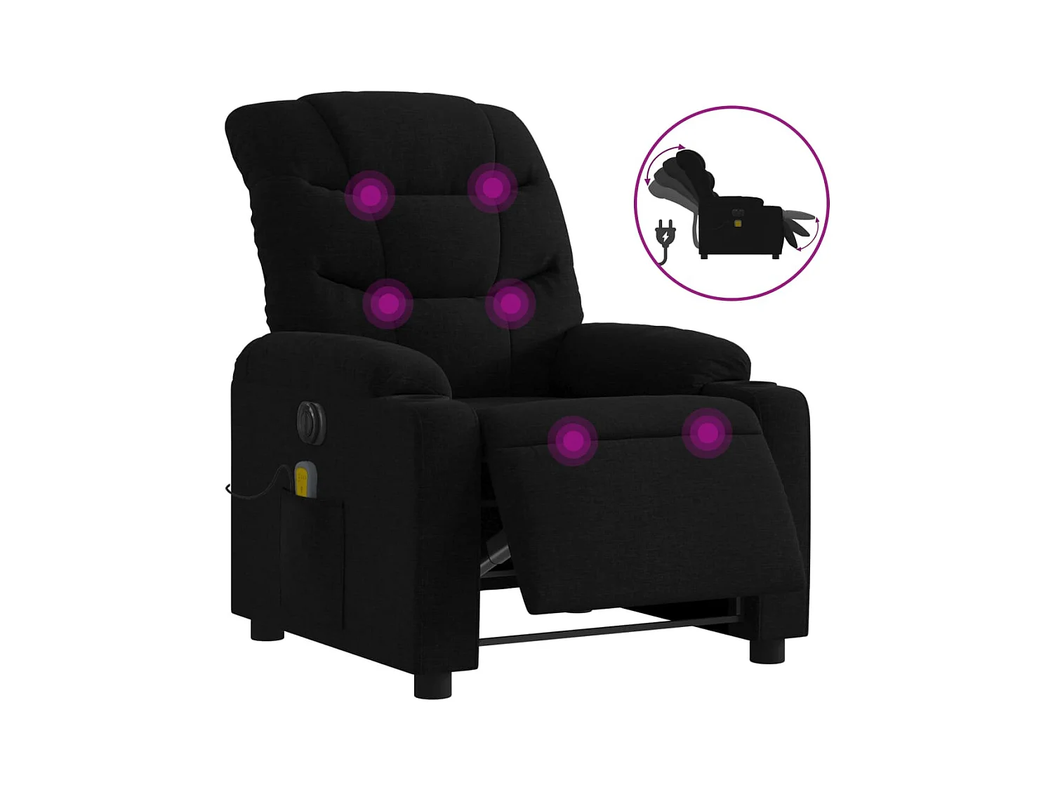 Sillón de relax | Sillón reclinable de masaje eléctrico tela negro SHL6020