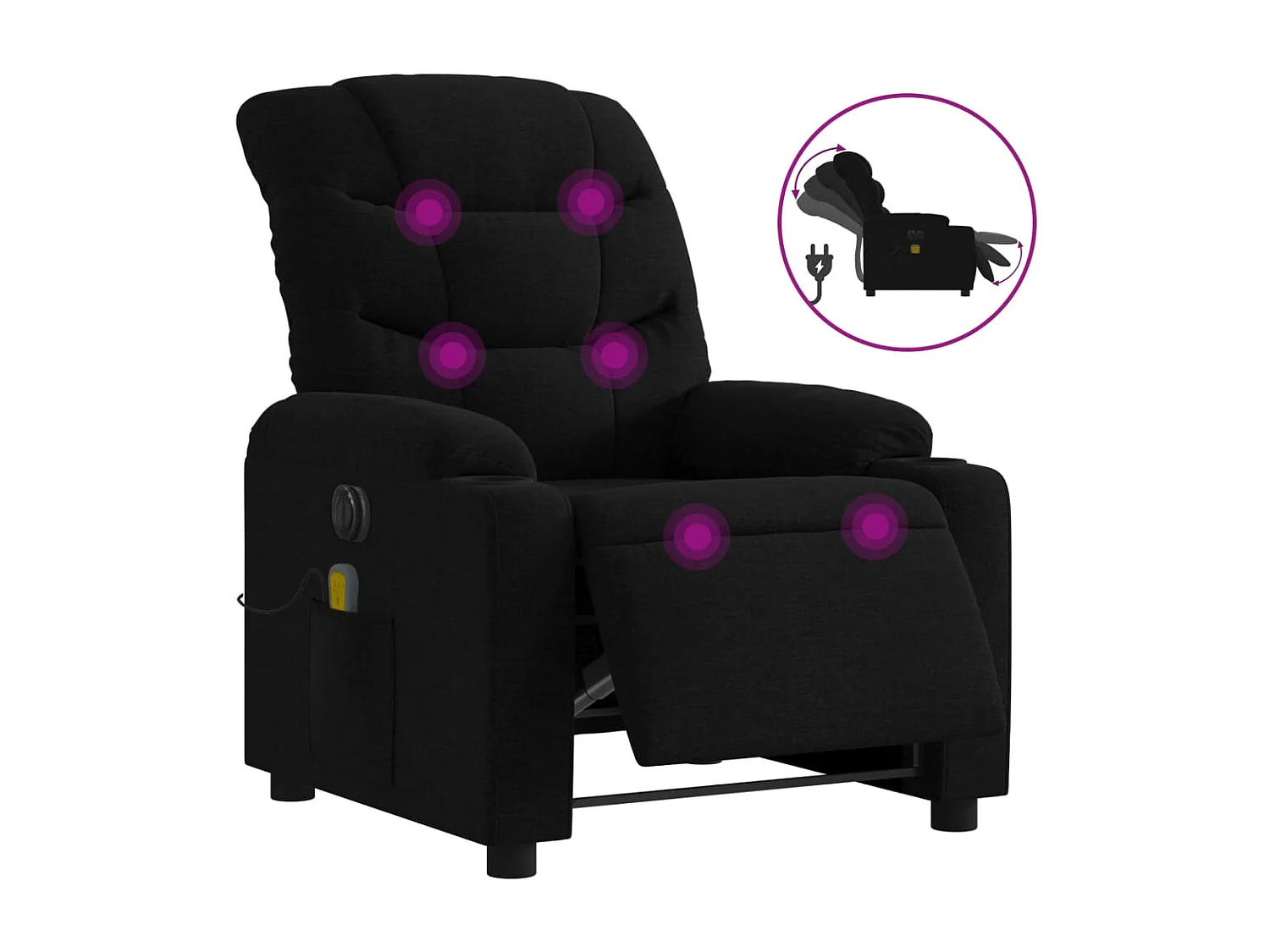 Fauteuil inclinable électrique-Fauteuil de massage de Salon Noir Tissu SHL4954