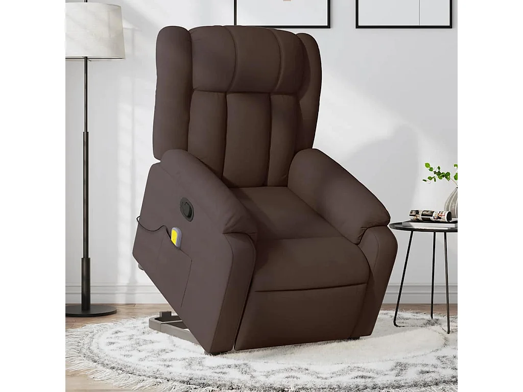 Massagesessel mit Aufstehhilfe | Relaxsessel Dunkelbraun Stoff SHL18759