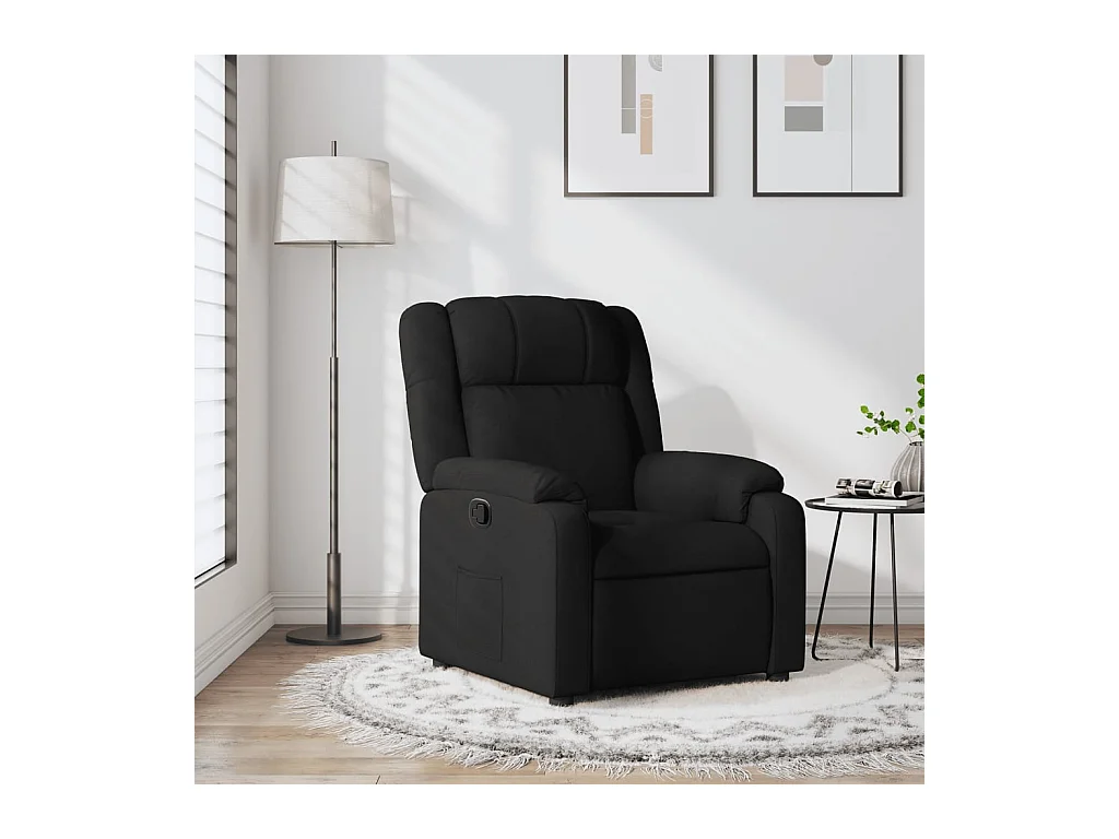 Fauteuil inclinable-Chaise de relax-Fauteuil salon noir tissu SHL5258