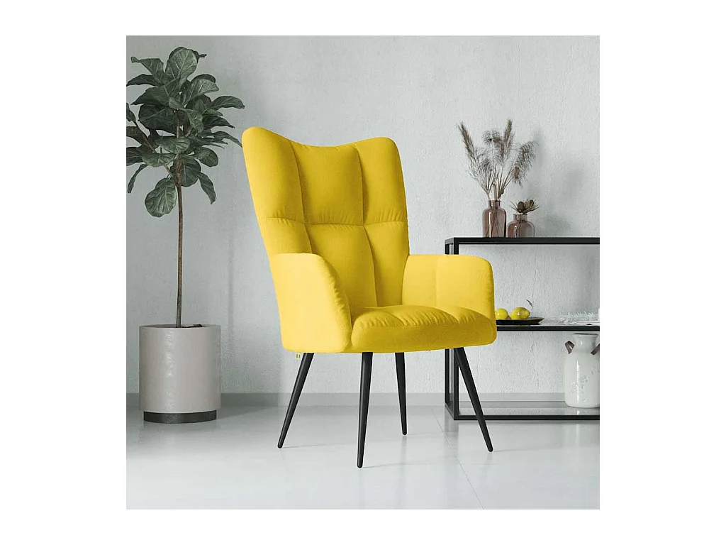 Sillón de relax | Silla de relax de terciopelo amarillo mostaza SHL8766