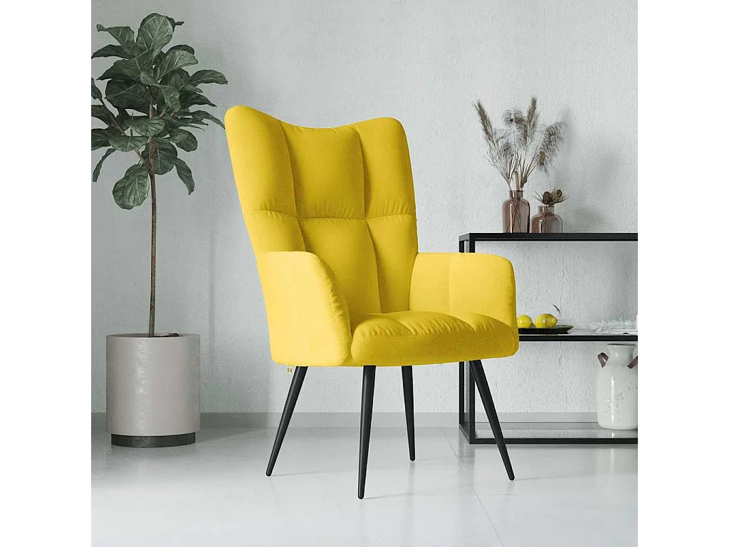 Relaxsessel | Lounge Sessel Senfgelb Samt SHL93042