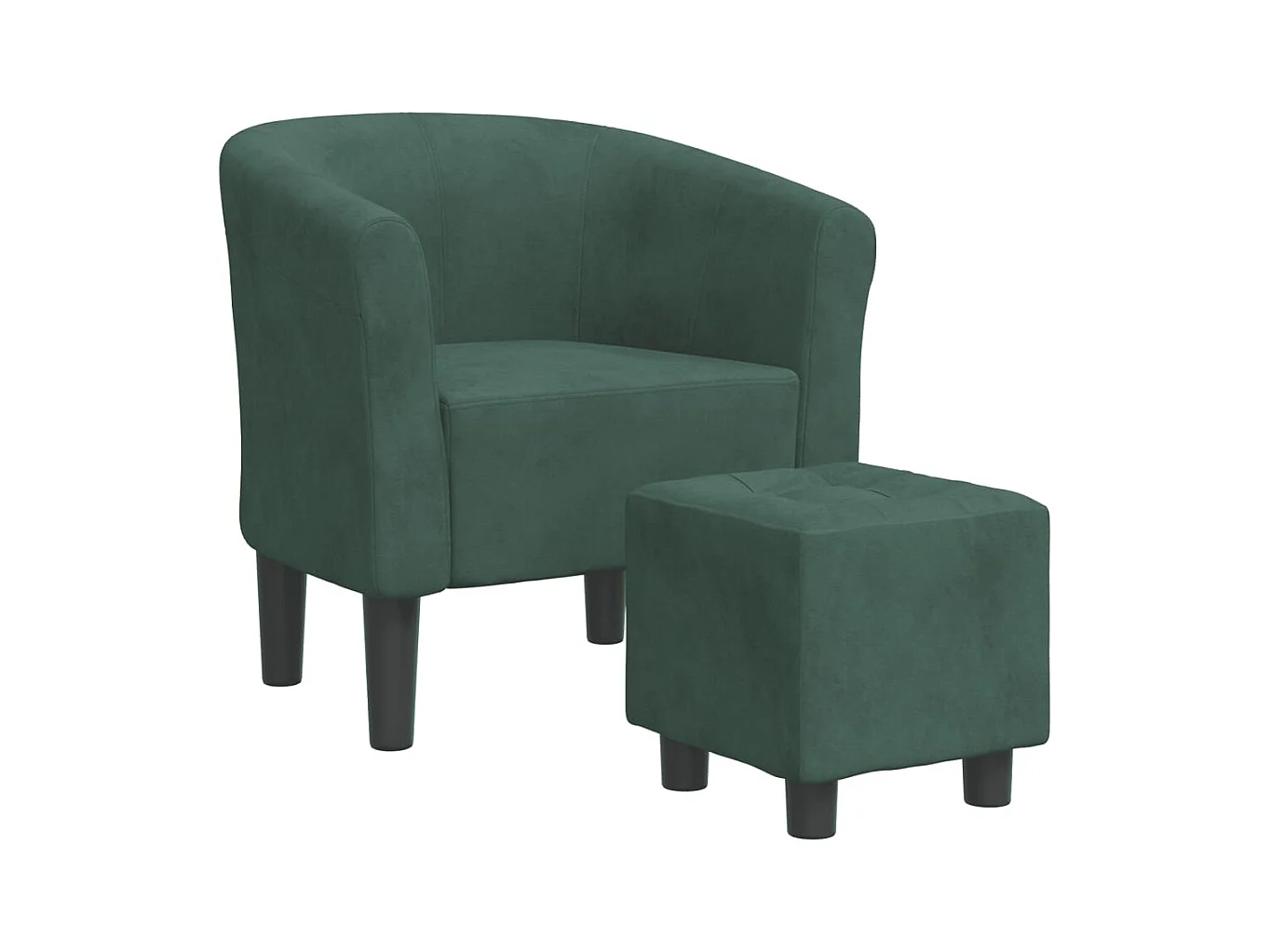 Sillón de salón | Silla de relax con taburete terciopelo verde oscuro SHL5370