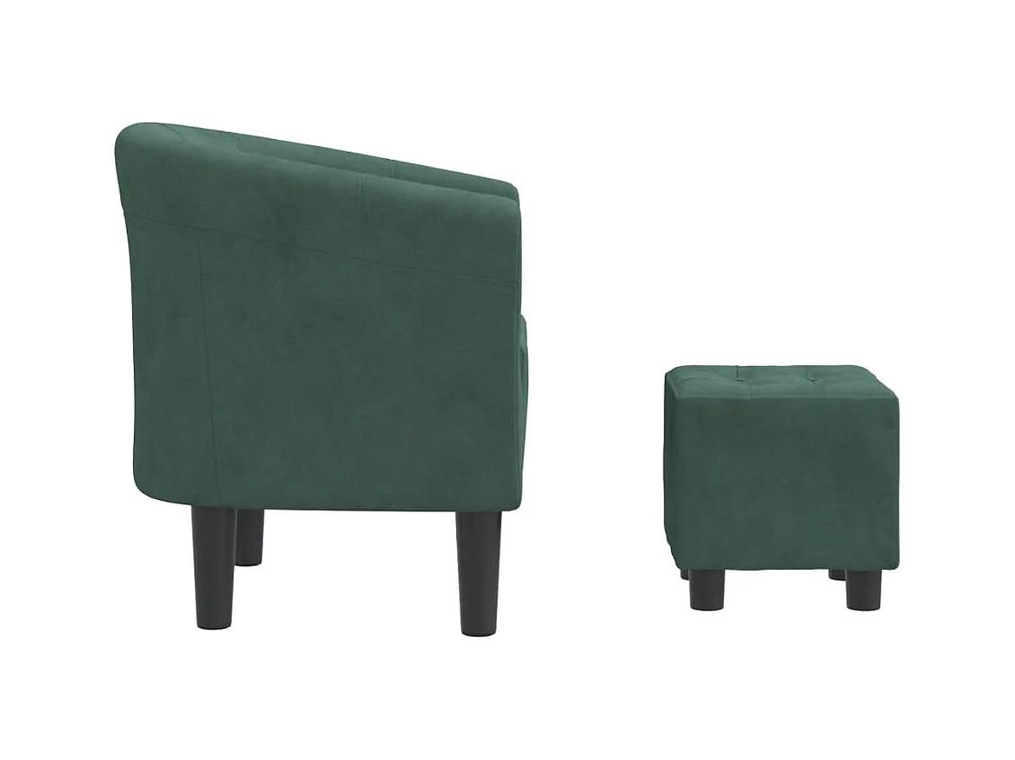 Sillón de salón | Silla de relax con taburete terciopelo verde oscuro SHL5370