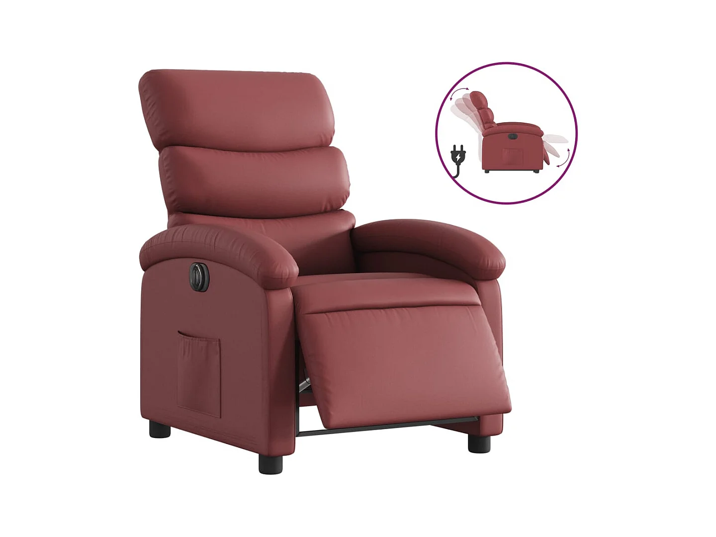 Sillón de relax | Silla | Sillón reclinable eléctrico de cuero sintético rojo tinto SHL4224
