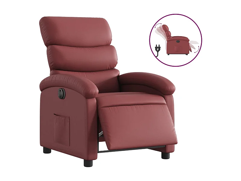 Fauteuil inclinable électrique-Chaise de relax-Fauteuil TV Rouge bordeaux Similicuir SHL4090