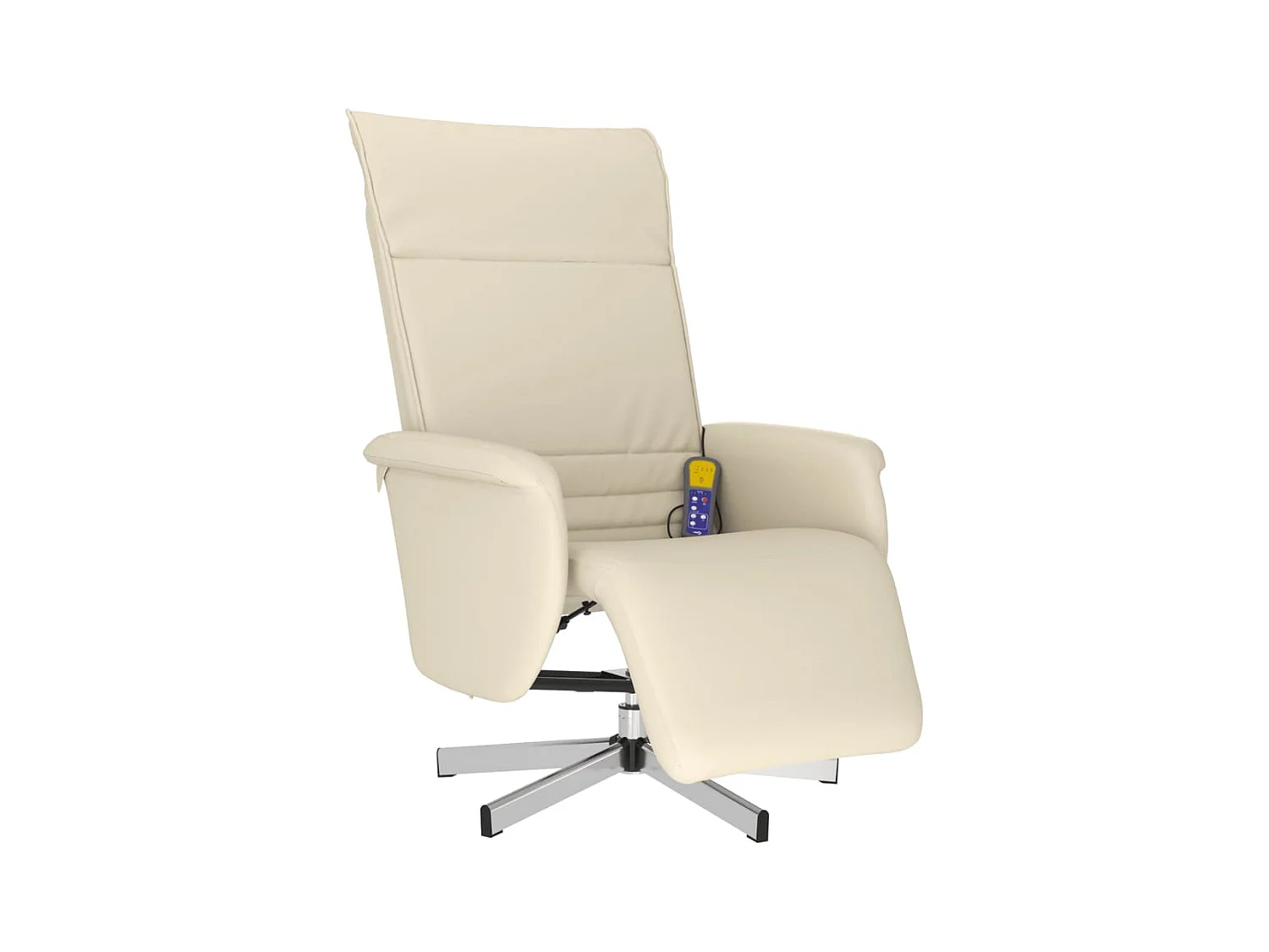 Sillón de relax | Sillón reclinable masaje con reposapiés cuero sintético crema SHL4795