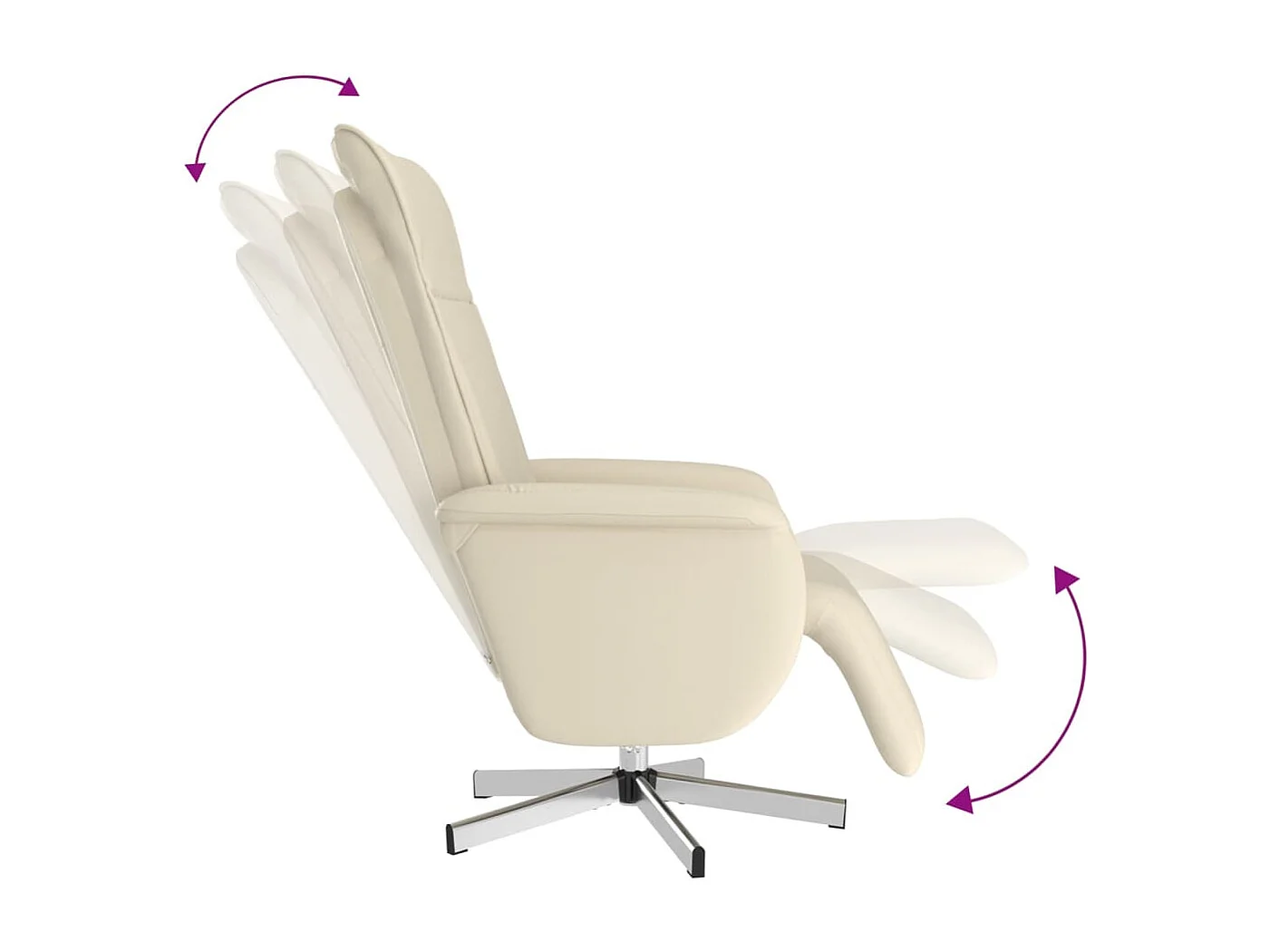 Sillón de relax | Sillón reclinable masaje con reposapiés cuero sintético crema SHL4795