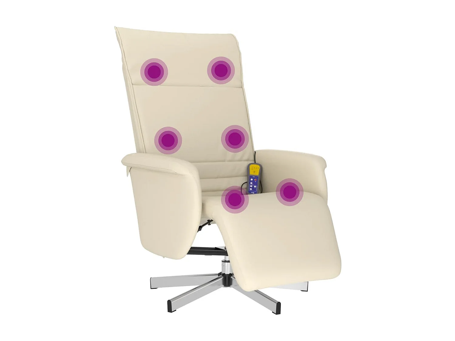 Sillón de relax | Sillón reclinable masaje con reposapiés cuero sintético crema SHL4795