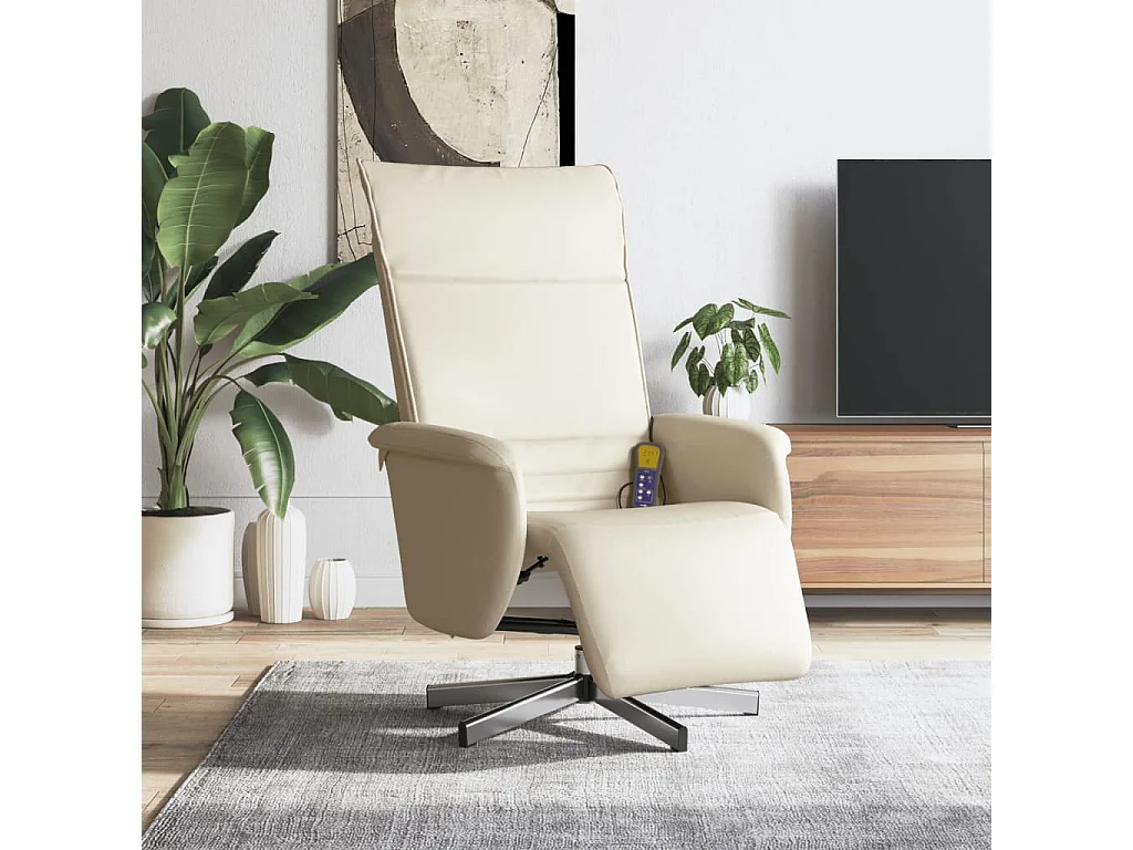 Massagesessel | Relaxsessel mit Fußteil Creme Kunstleder SHL90152