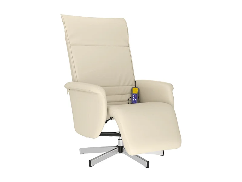 Massagesessel | Relaxsessel mit Fußteil Creme Kunstleder SHL90152