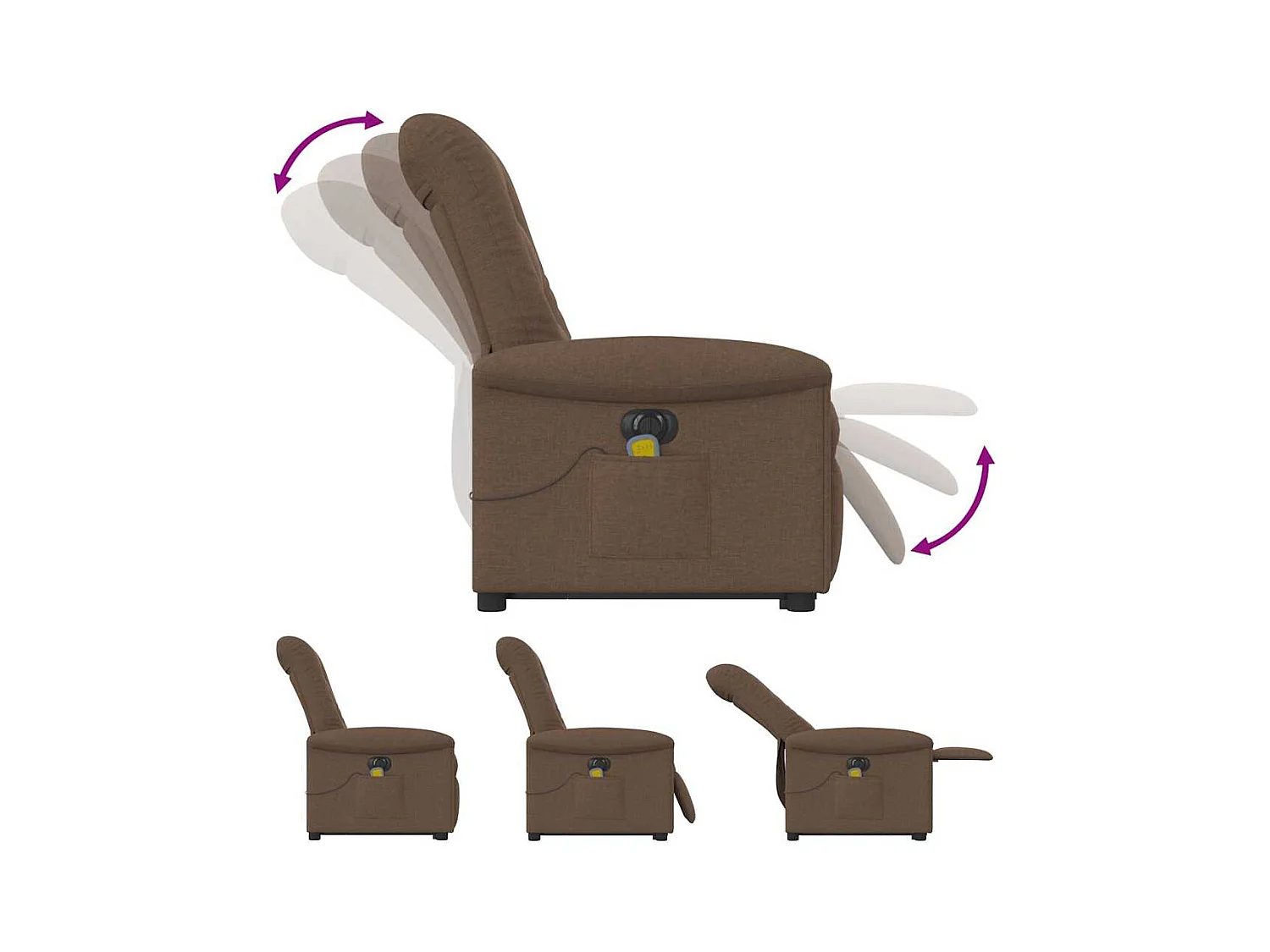 Sillón de salón | Silla | Sillón de masaje eléctrico reclinable elevable tela marrón SHL9106