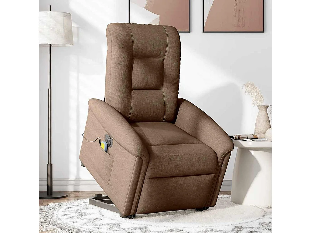 Poltrona da salotto | Sedia | Poltrona Alzapersona Massaggiante Elettrica Marrone Tessuto SHL3467