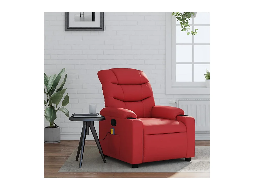 Sillón de salón | Silla | Sillón de masaje reclinable cuero sintético rojo SHL4583