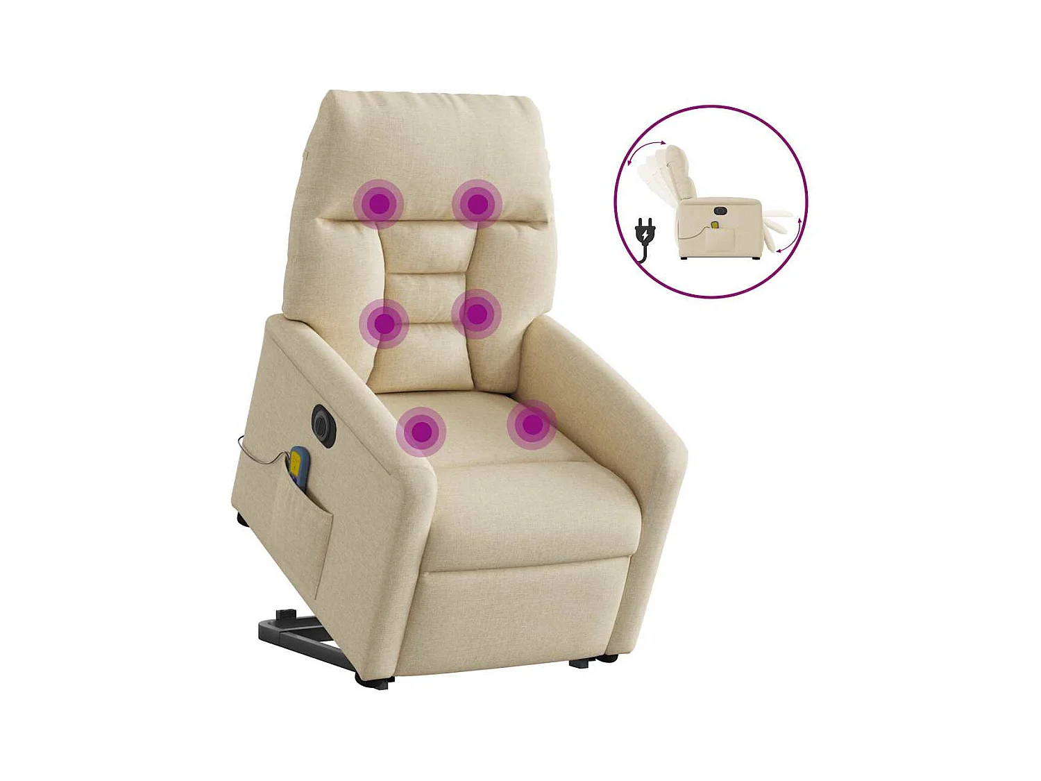 Poltrona elétrica elevatória massagens tecido creme SHL284244