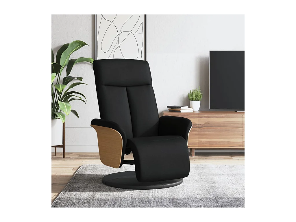 Poltrona | Cadeira Relax | Cadeira reclinável com apoio de pés tecido preto SHL50996