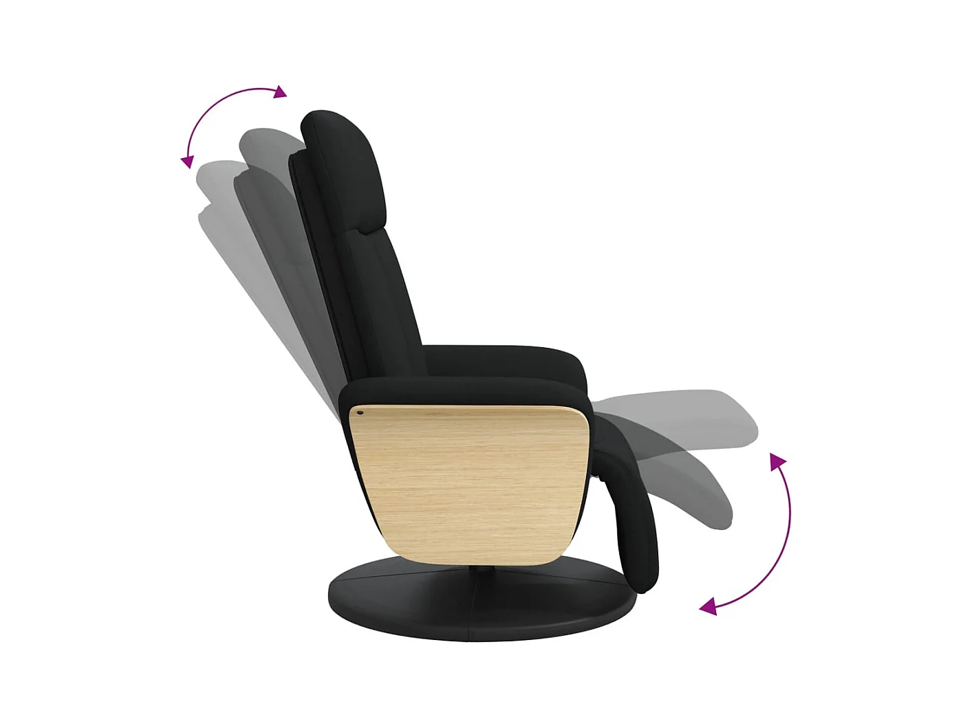 Sillón de relax | Sillón reclinable con reposapiés tela negra SHL5106